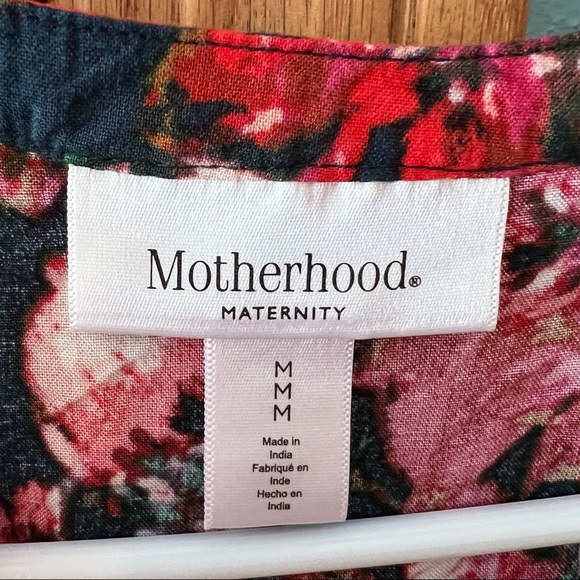 Red Floral Motherhood Maternity Blouse Size Medium Business Casual Office Green - Picture 8 of 10